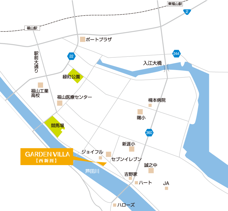 ガーデンヴィラ西新涯　周辺地図